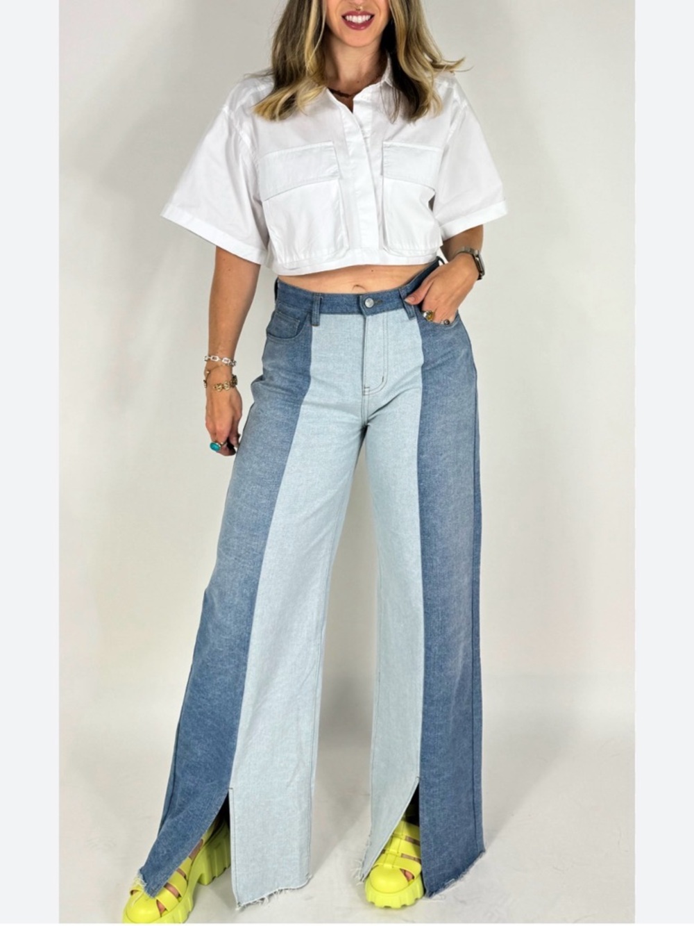 Wisteria Lane nwt high waisted patchwork denim